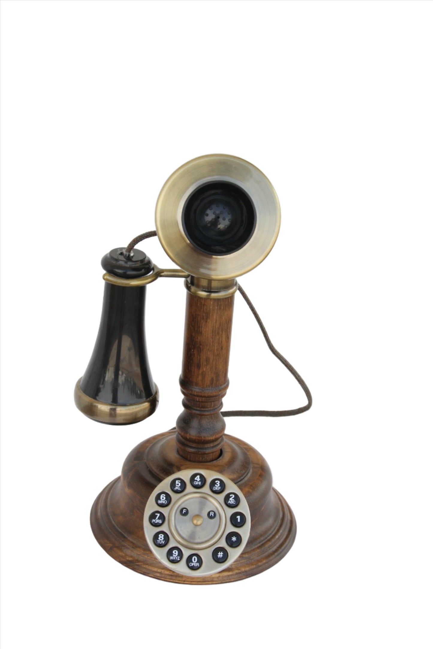 retro wooden rotary phone