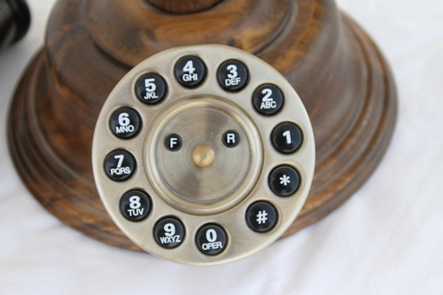 retro cable-operated wood phone