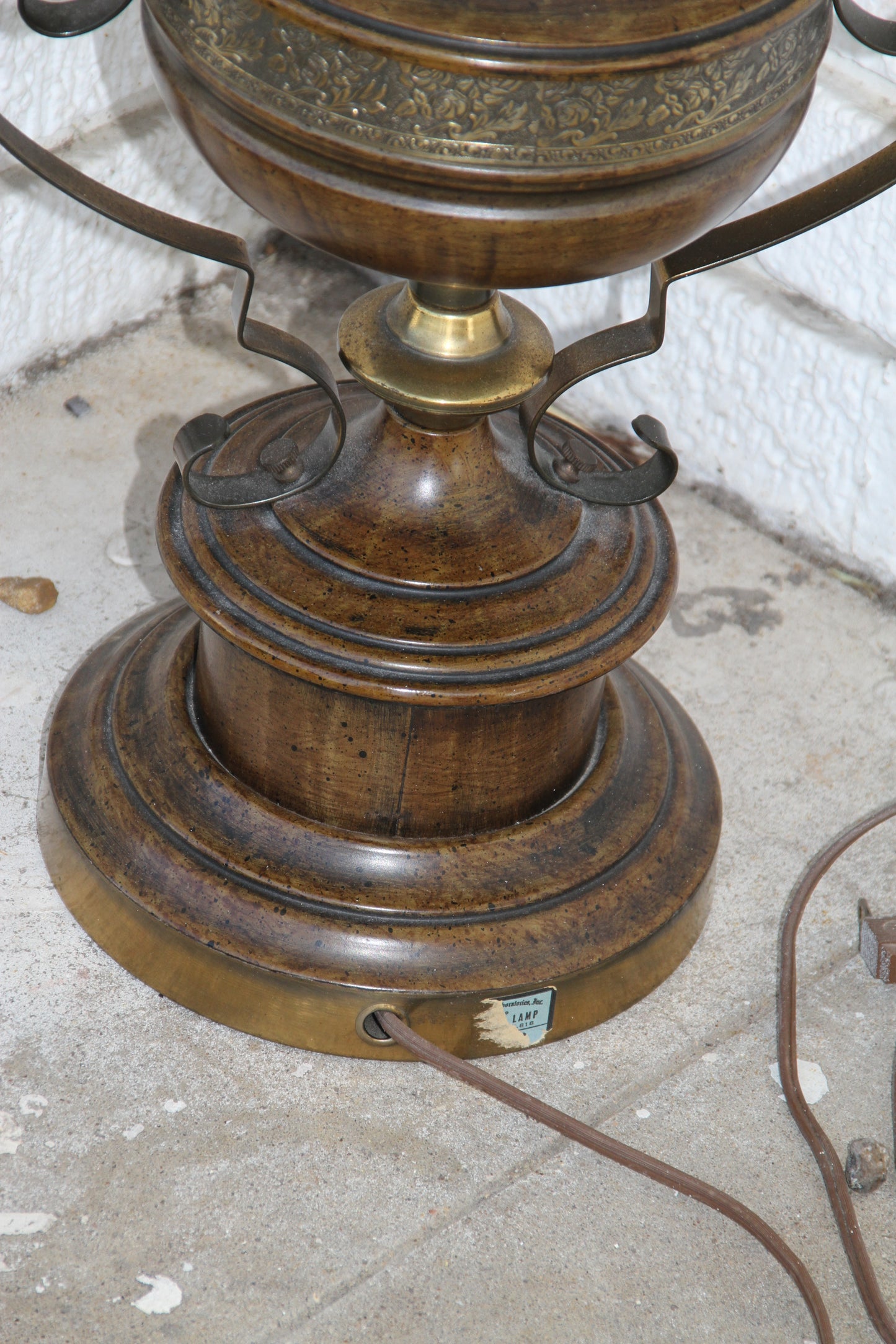 decorative brass lamp on table