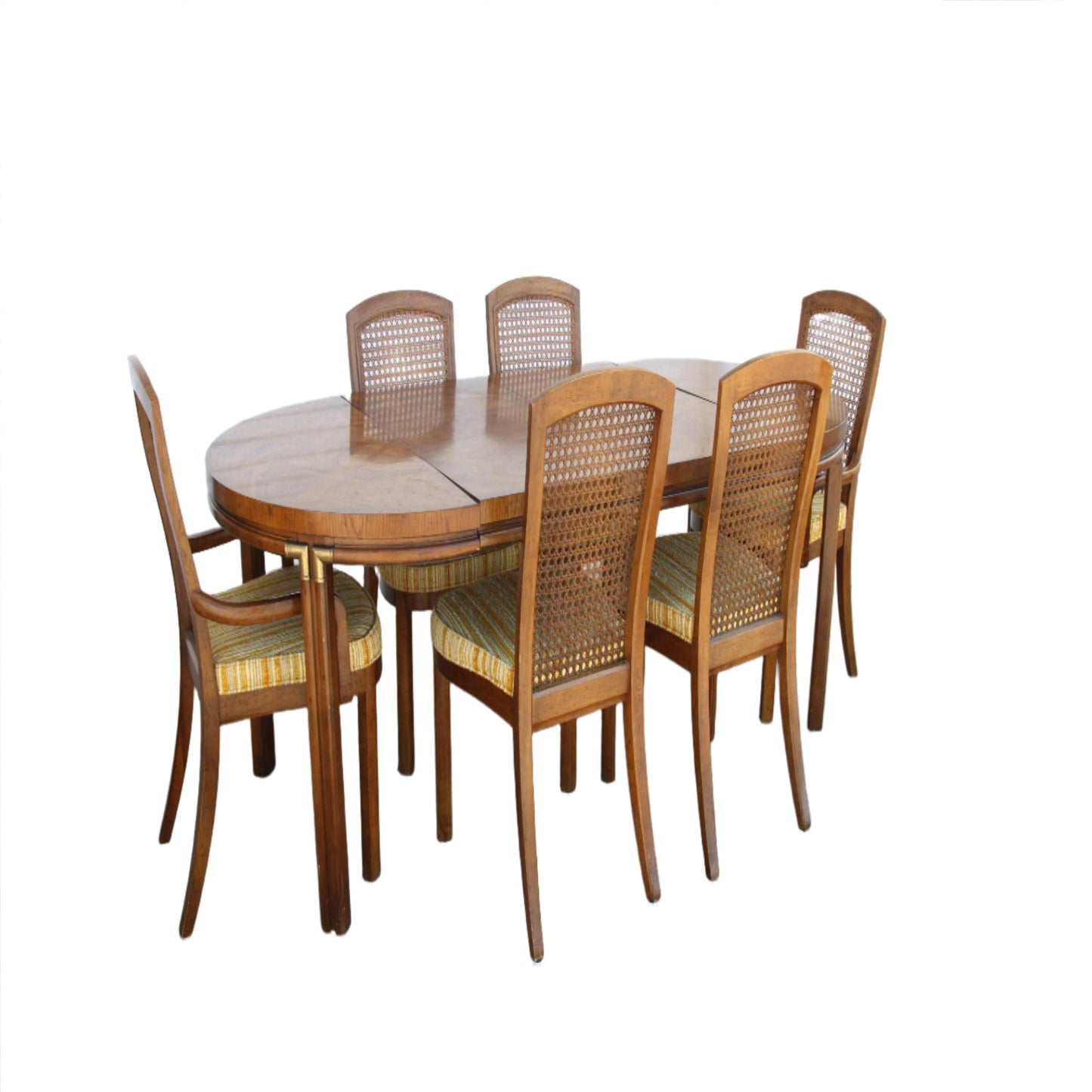 Drexel table set for 6. Its sleek lines and rich materials exude vintage glamour. Don't let this sale opportunity pass you by!