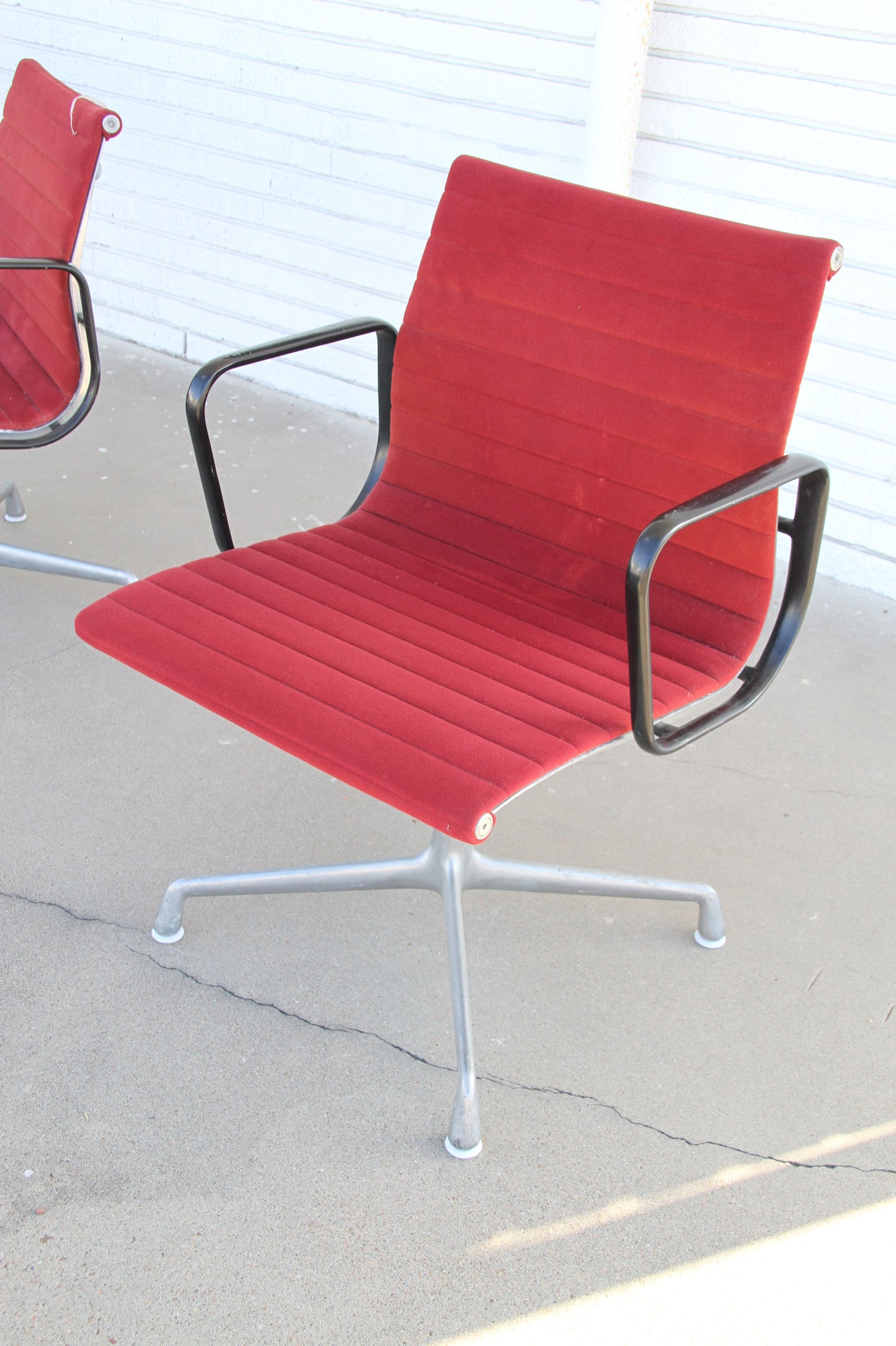 Vintage Herman Miller Aluminum Group Red Fabric Chair