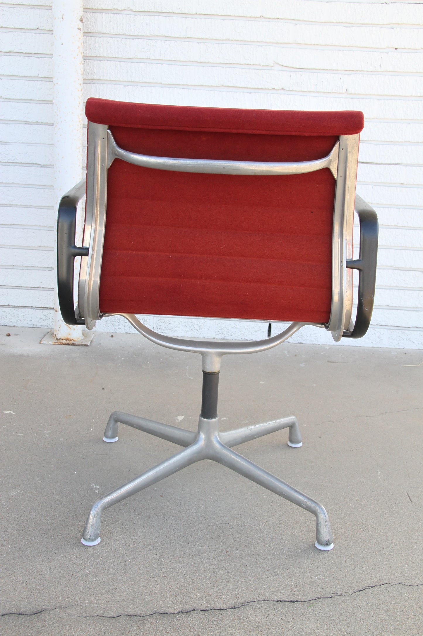 Vintage Herman Miller Aluminum Group Red Fabric Chair