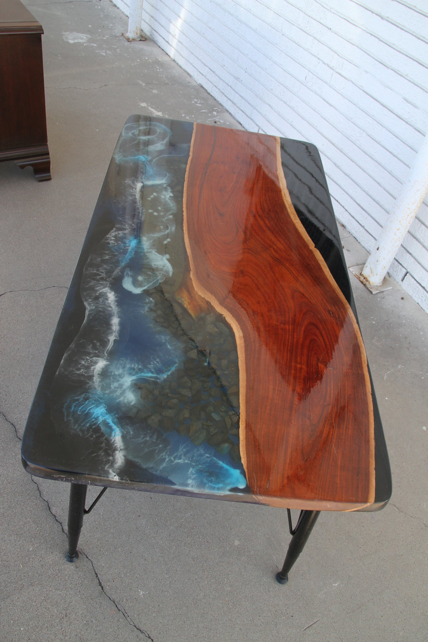 Custom made ocean epoxy resin table