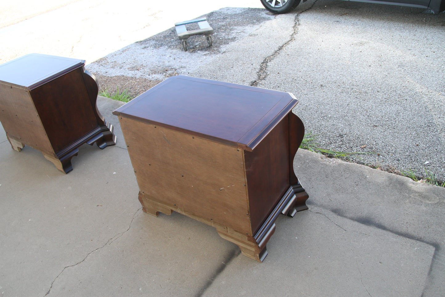 Retro wood nightstands pair