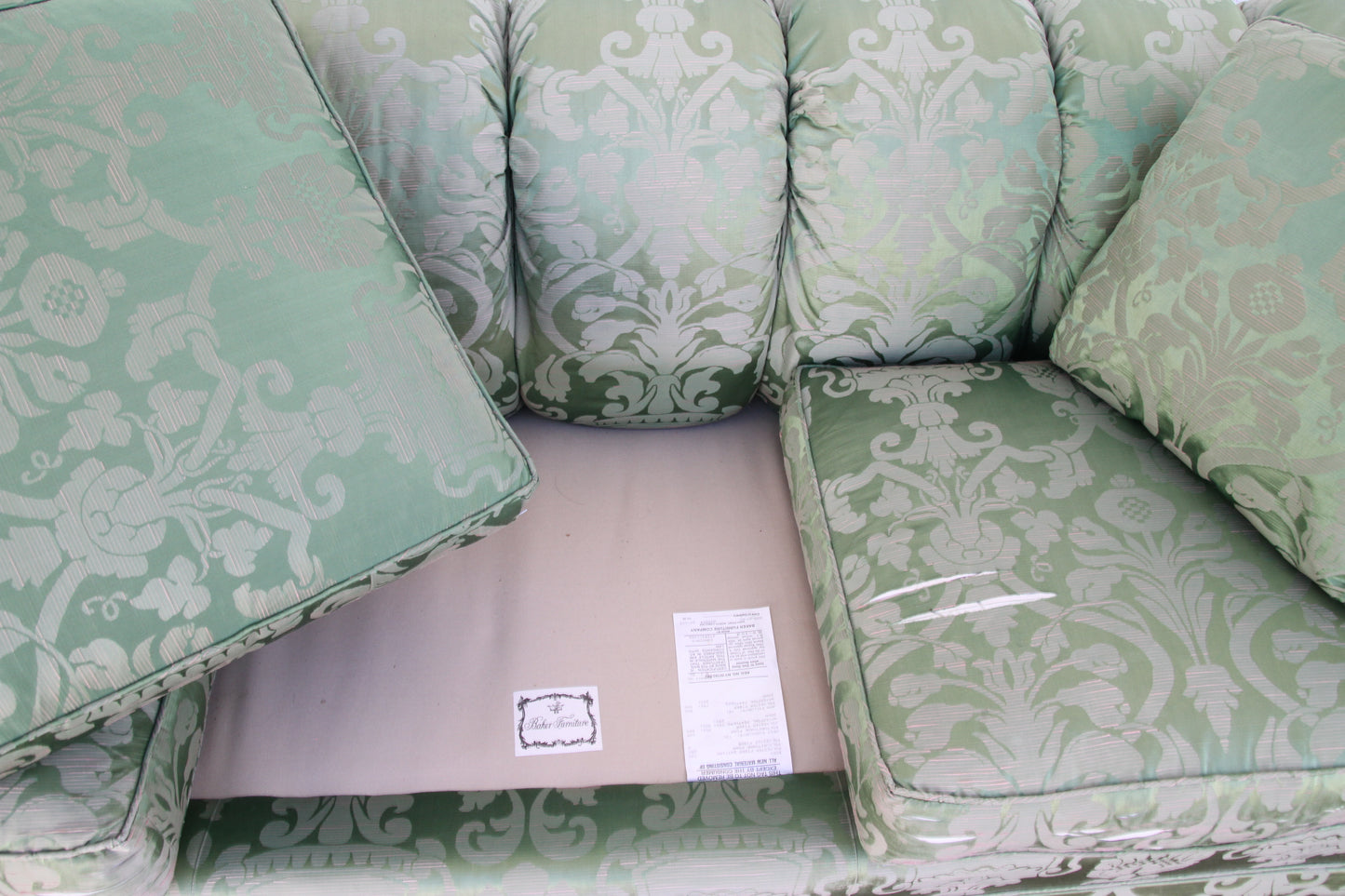 Baker Green Floral Pattern Three Seater Traditional Sofa