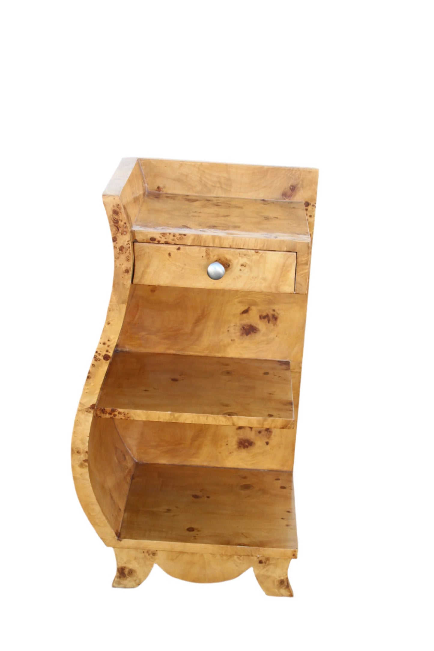 Pair of vintage burled wood nightstands