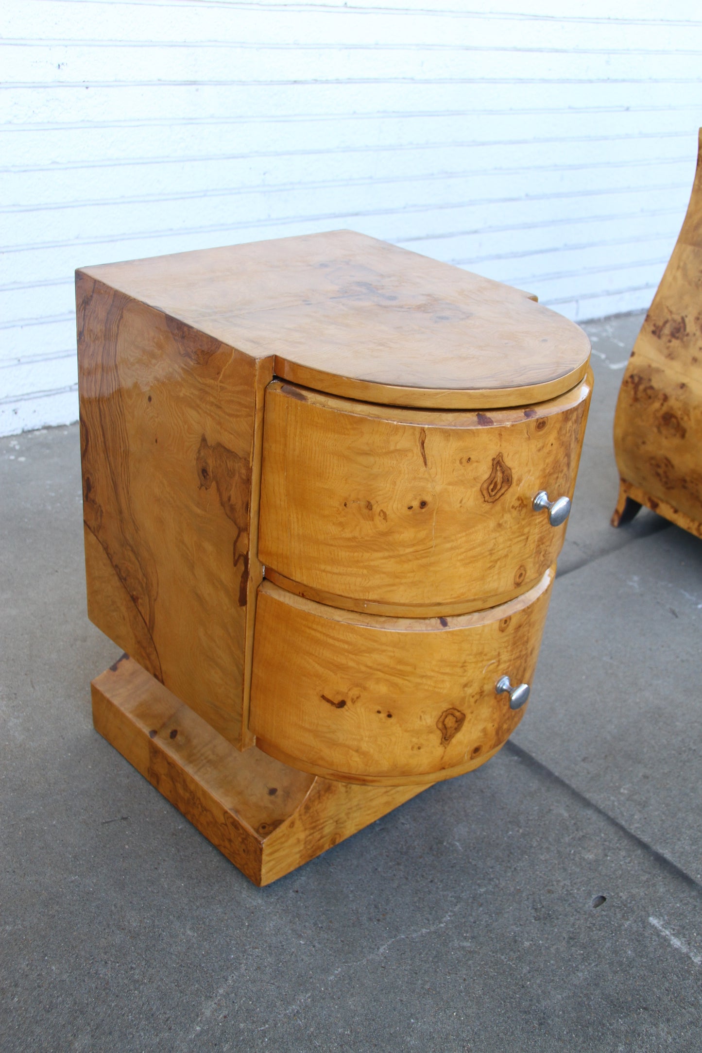 Two-drawer Art Deco nightstands side angle