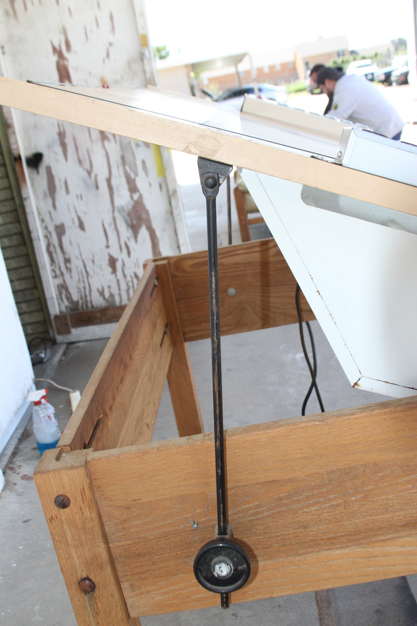 Illuminated vintage drafting table