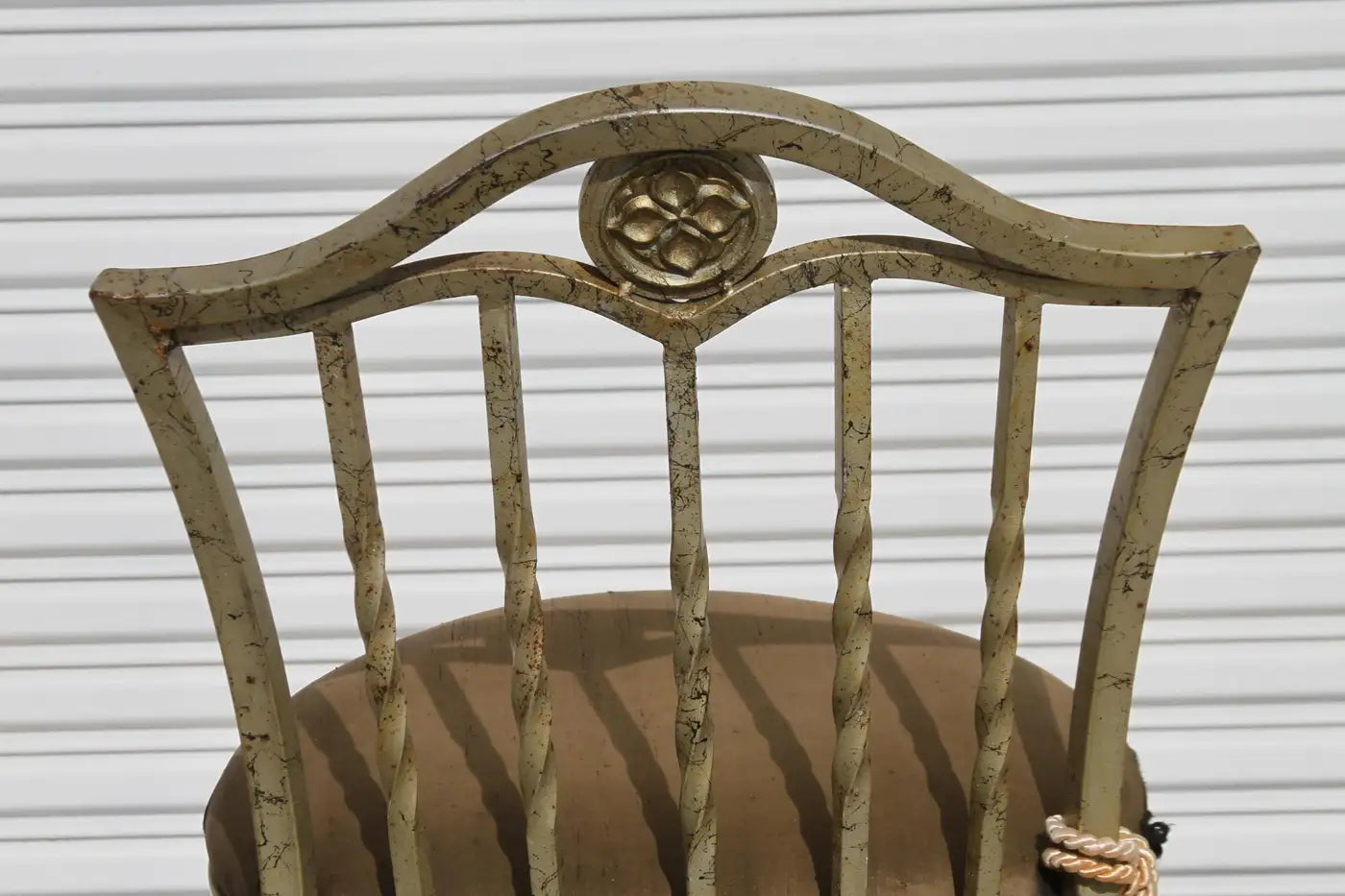 Upholstered metal bar stools with green seat and back
