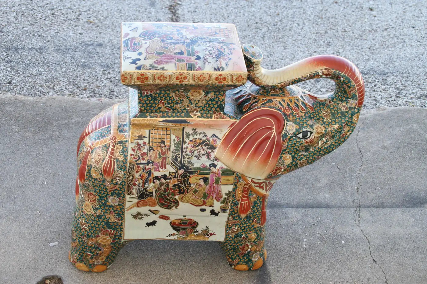 Asian-style Satsuma porcelain garden stools