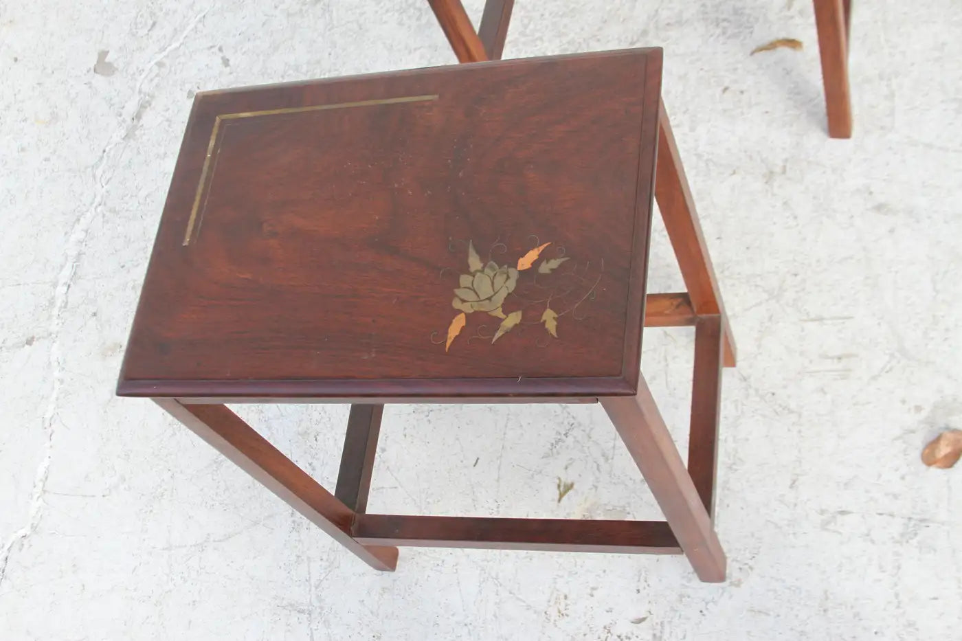 Copper inlaid furniture set in vintage finish