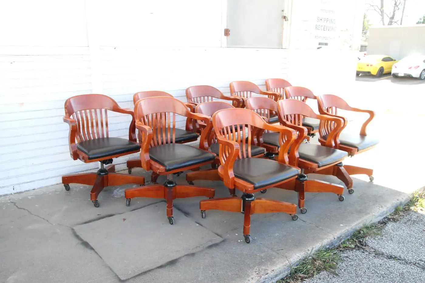 Functional and stylish vintage office chair on casters