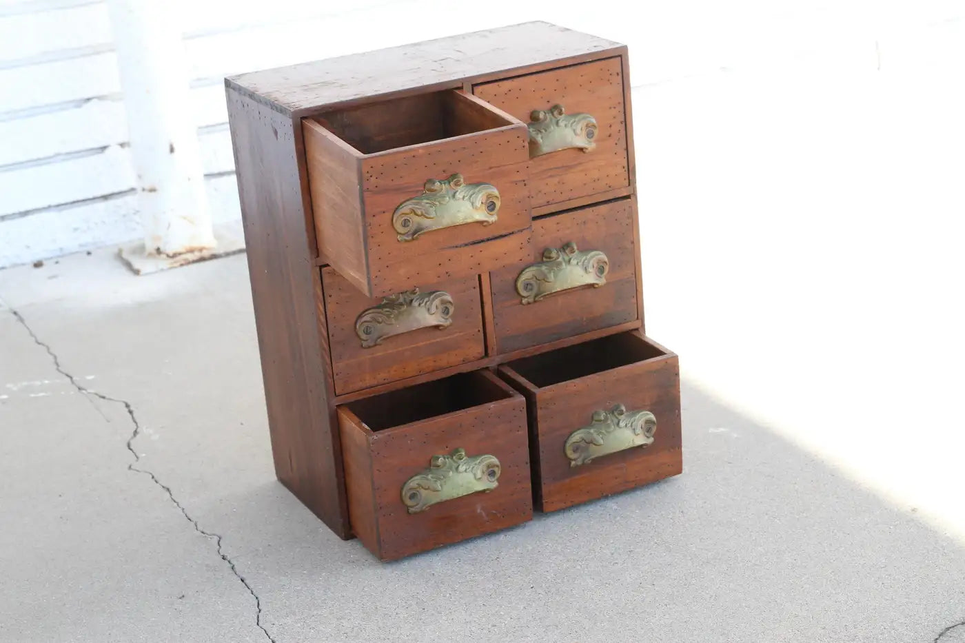 Industrial style apothecary storage furniture pair