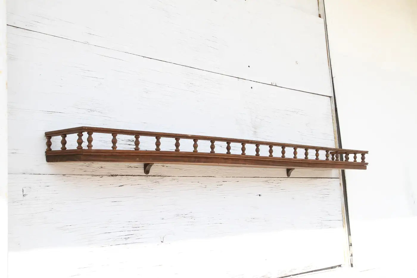 Handmade 4 ft shelf with ornate Celtic brackets