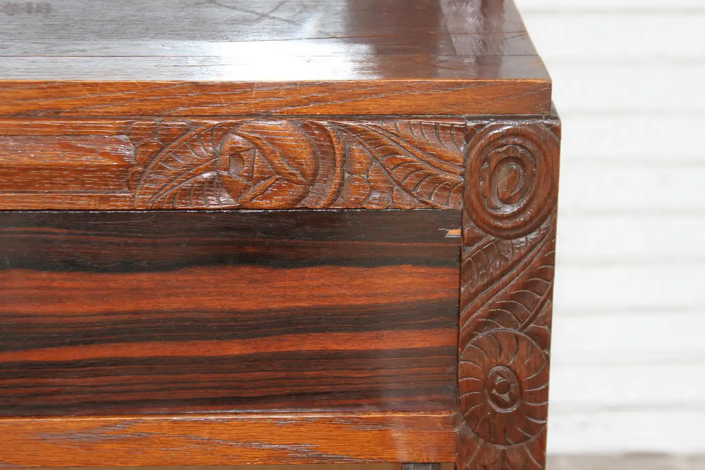 Antique wood buffet with mirrored panel