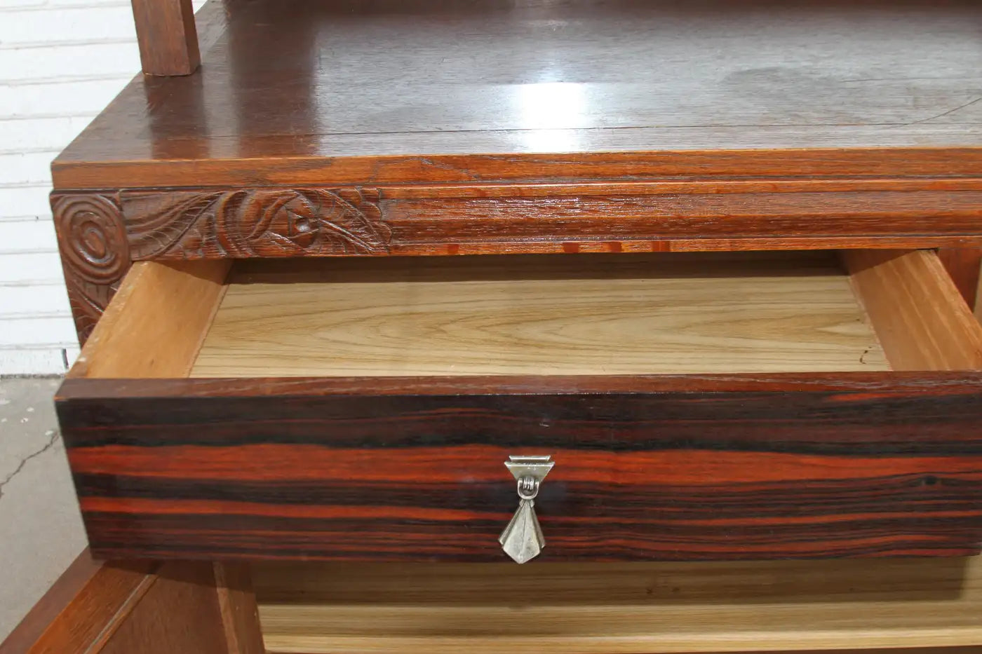 Classic sideboard with decorative mirror backsplash