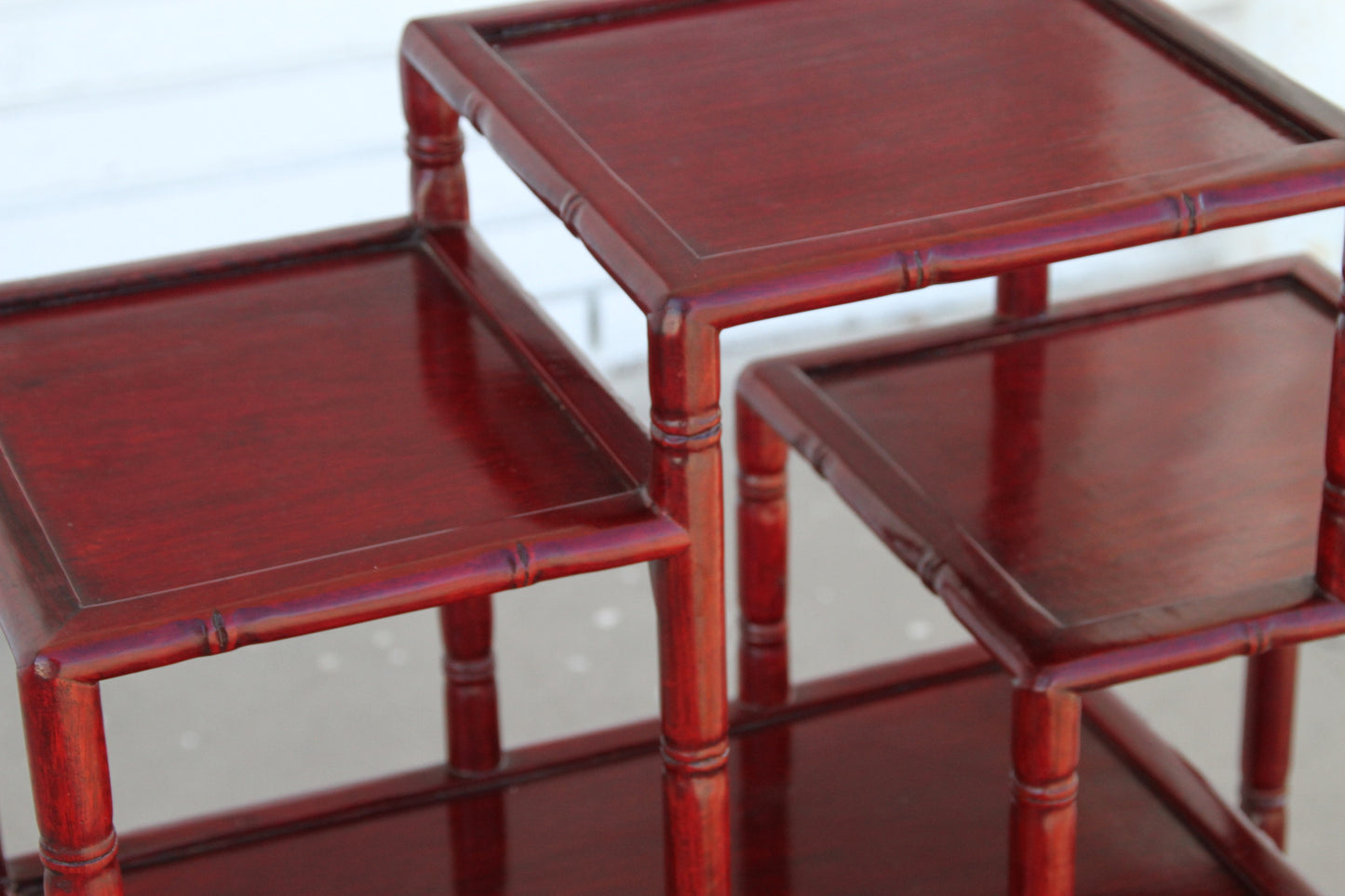 Chinese rosewood and bamboo etagere