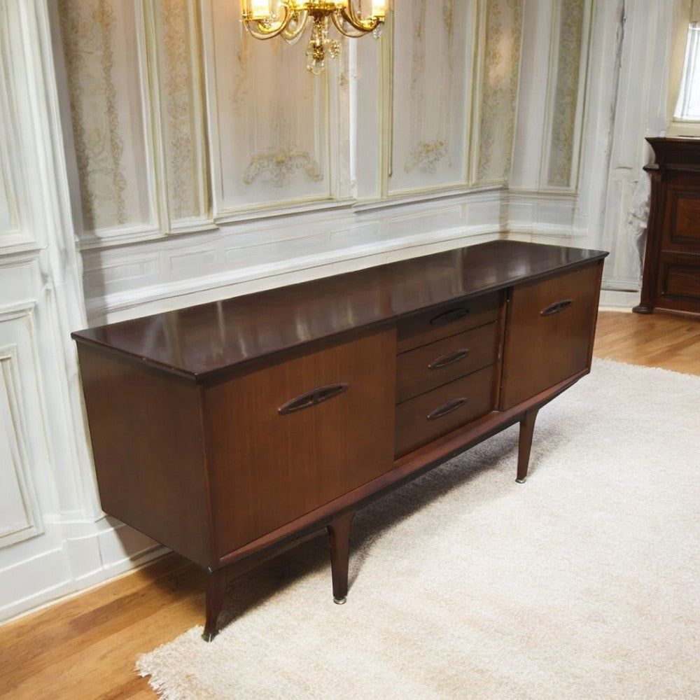 Vintage Mahogany Danish Credenza w/Sliding Doors and Three Drawers