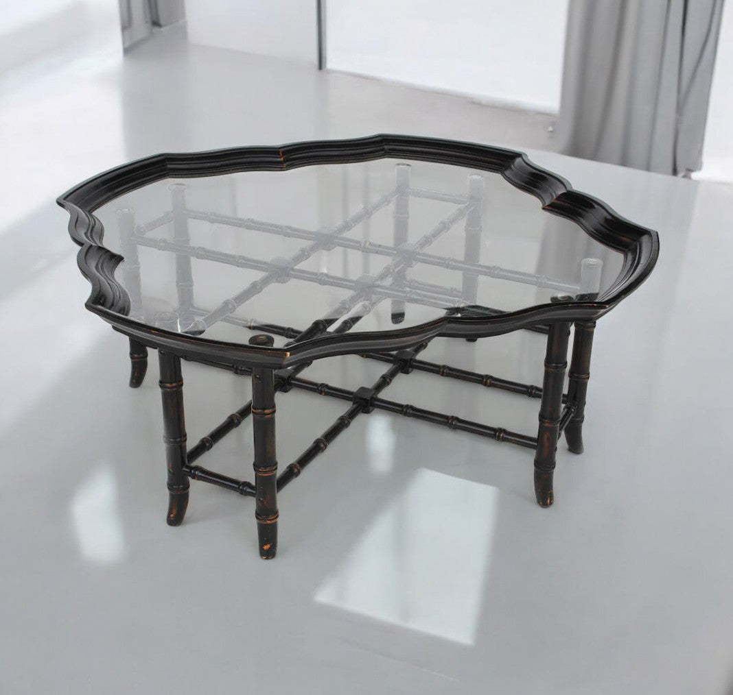 Vintage mid century faux bamboo coffee table by Baker