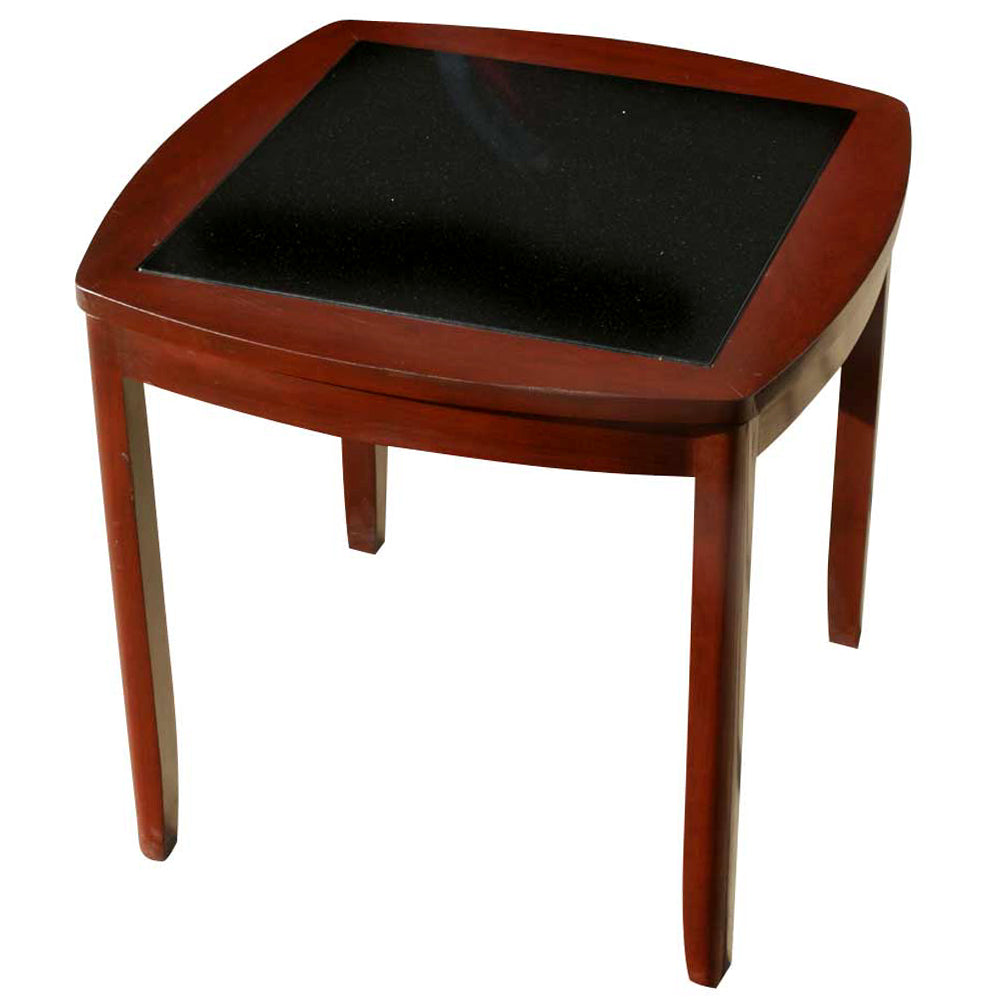 Vintage Mid Century Granite Top End Table Cherry Wood Base