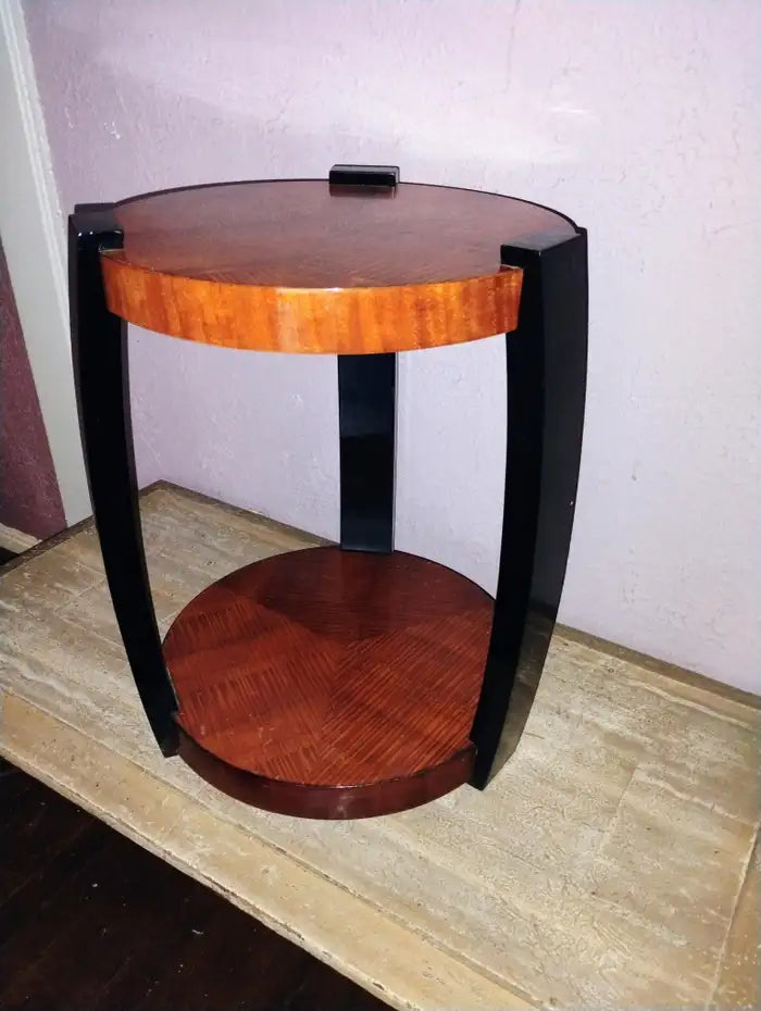 Art Deco occasional table with glossy wood finish