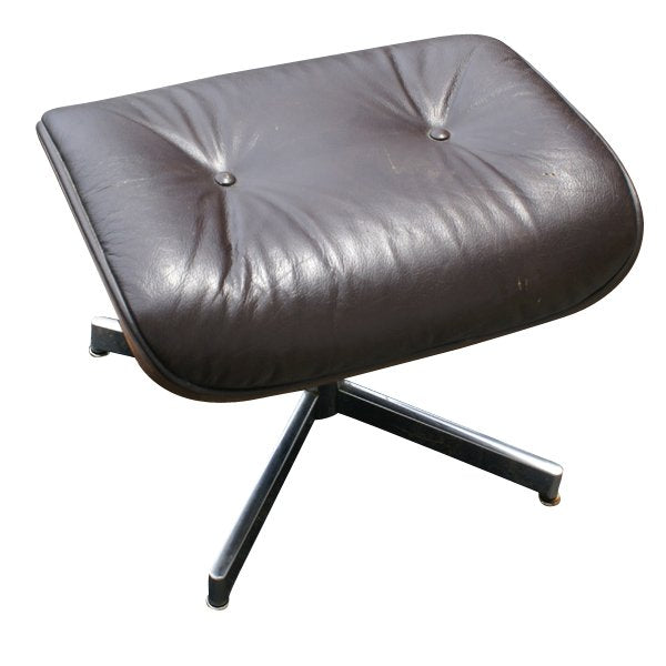 Vintage Plycraft leather lounge ottoman with brown tufted top