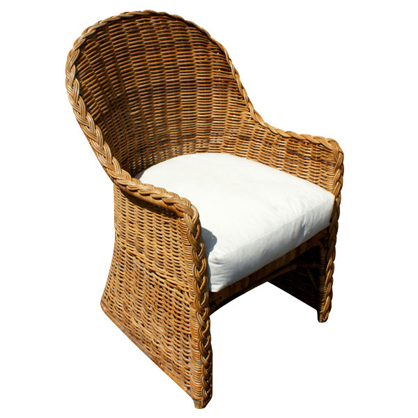 Woven rattan outdoor high back lounge chair patio