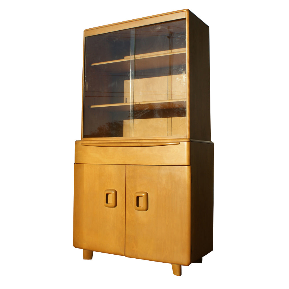 Heywood Wakefield M190 server and M175 china cabinet – vintage mid-century maple furniture from Metro Retro Furniture