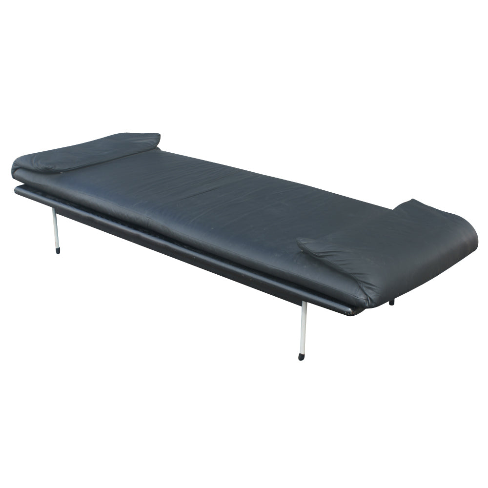 Vintage Brayton Black Leather Daybed Bench