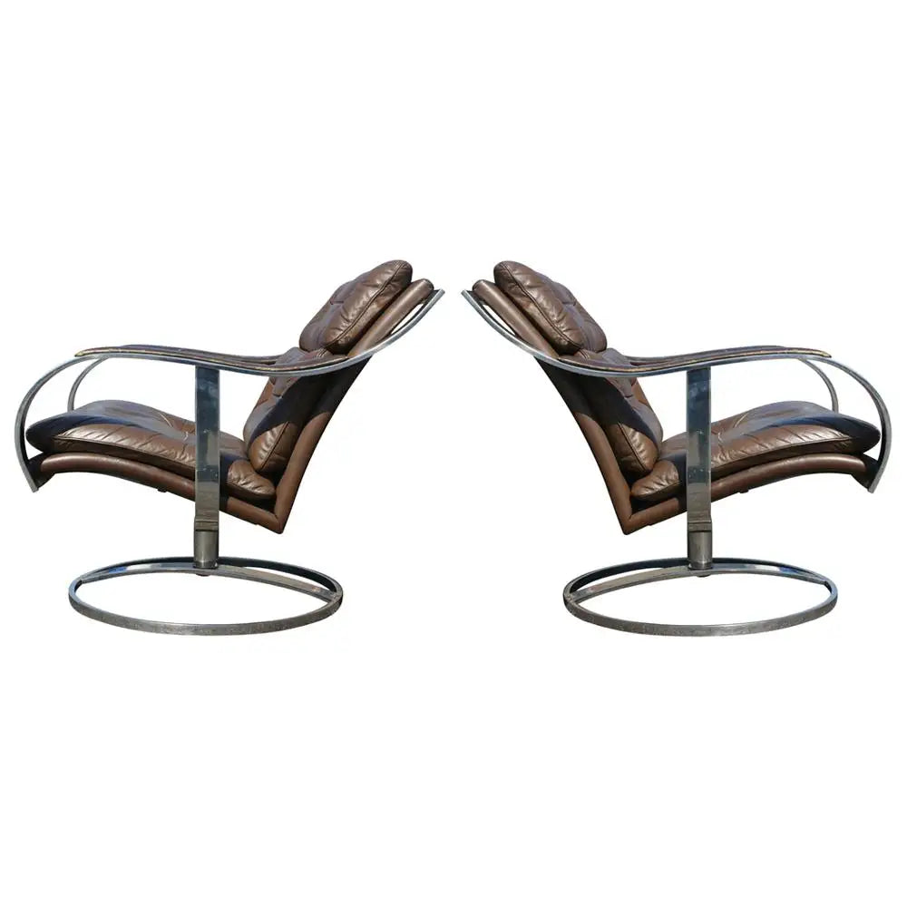 (2) Gardner Leaver for Steelcase Leather Lounge Arm Chair ( aah82 ) SALE