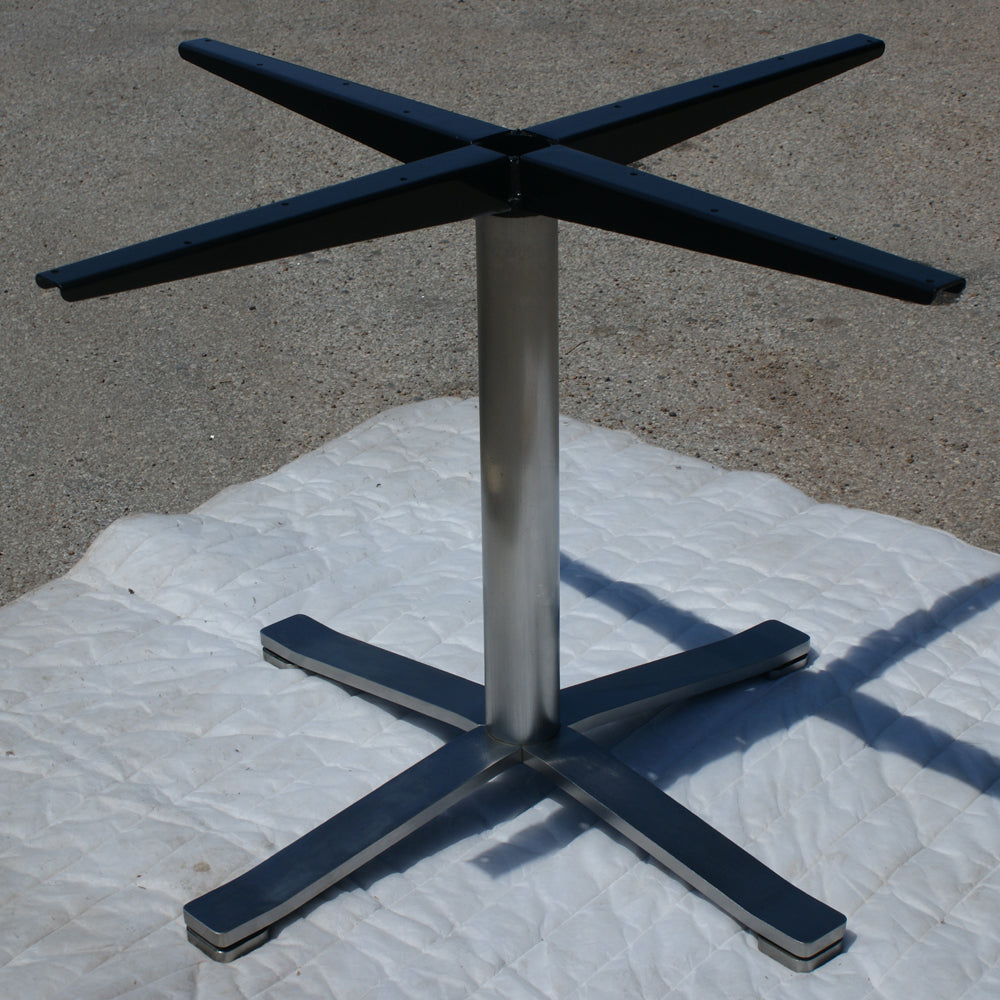 Zographos style stainless steel dining table base with modern mid century design