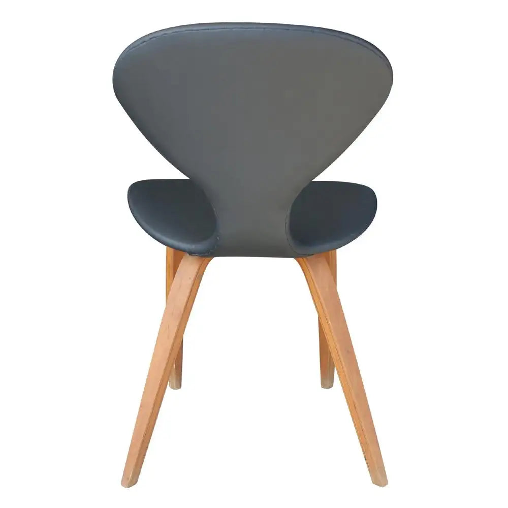 (2) Vintage Norman Cherner Plycraft Bent Wood Leather Chairs (MR9203)