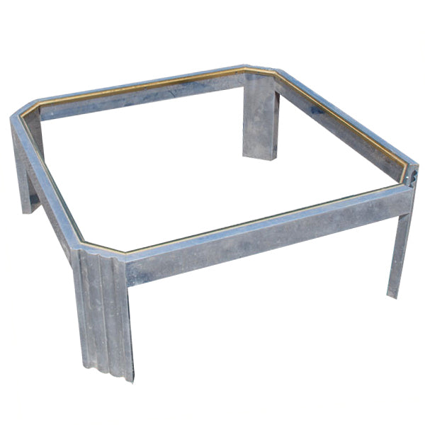 40″ Square Vintage Aluminum Brass Coffee Table Base
