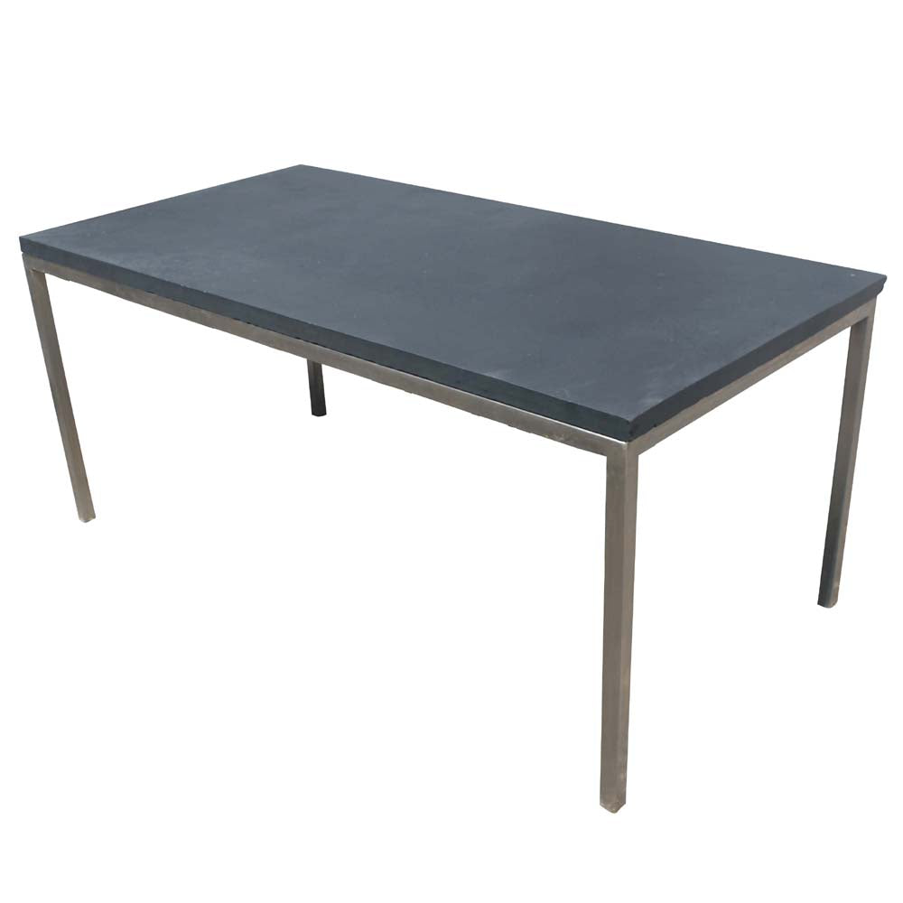 Industrial Age vintage metal dining table with slate top and rustic design