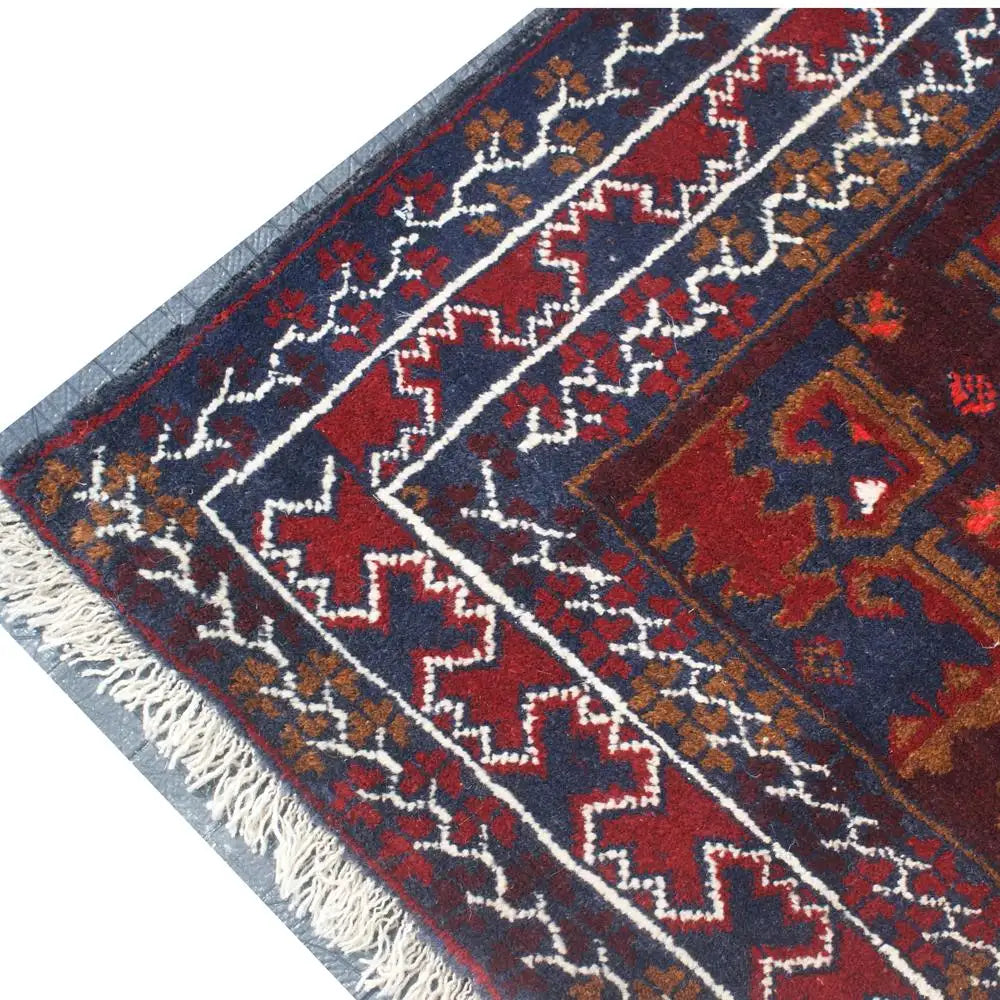 Hand knotted Balouchi wool rug 3x6