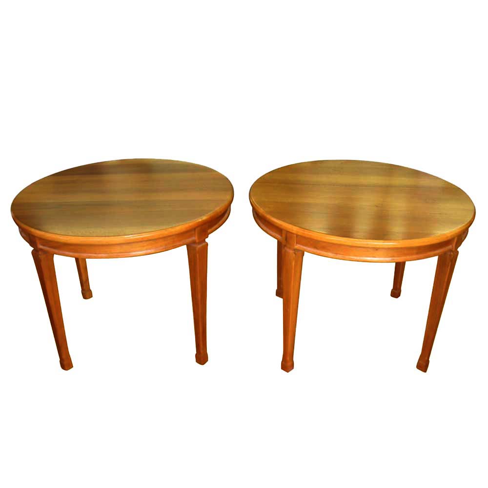 (2) Vintage Walnut Traditional Style Side End Tables