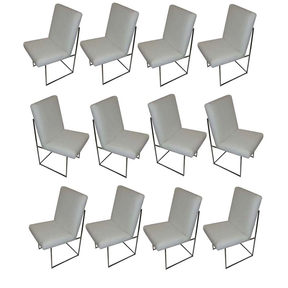 Leather Side Dining Chairs by Milo Baughman New Upholstery