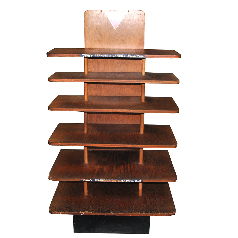 Toms Peanuts wooden snack display rack