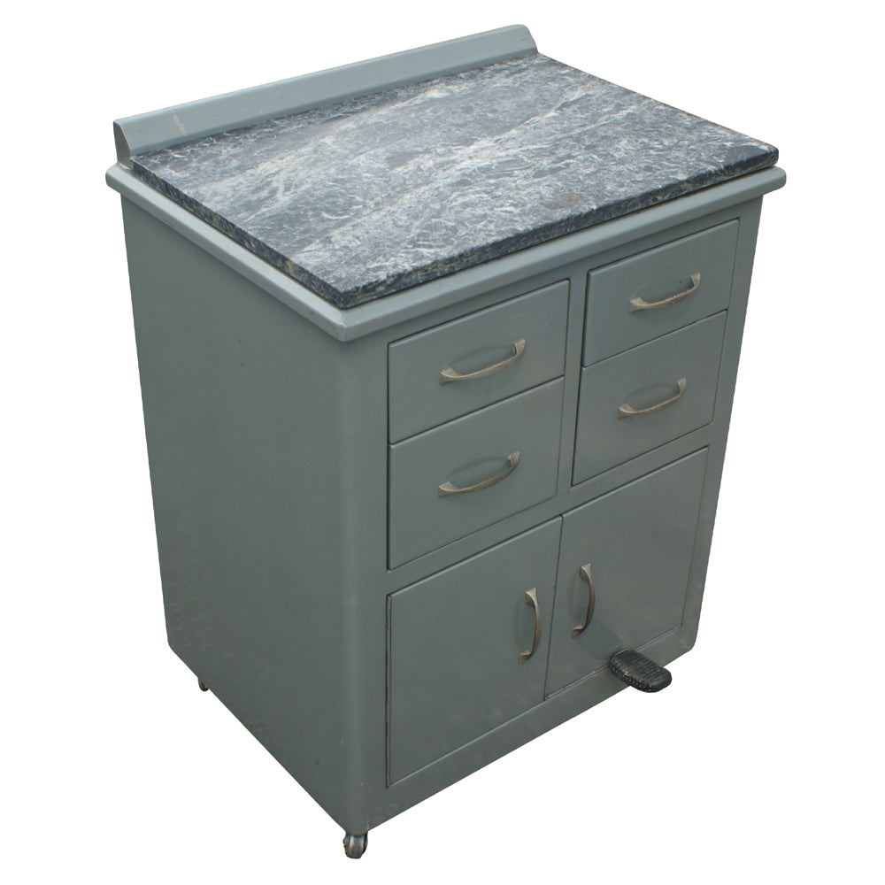 2ft vintage industrial metal cabinet with marble top – retro storage from Metro Retro Furniture