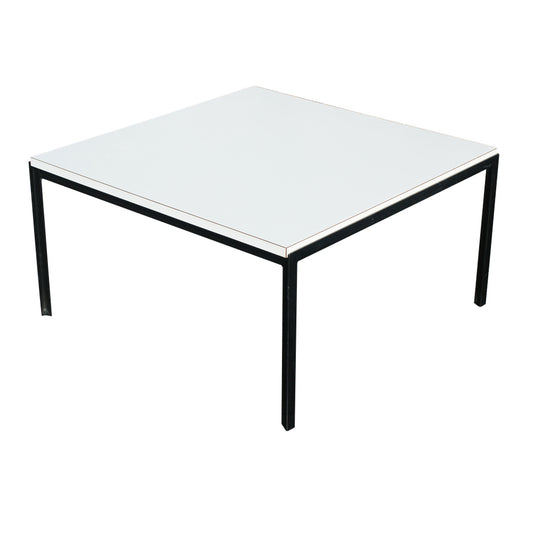 Early Edition&nbsp;Florence Knoll T Angle Side Table 1950s Design Black Finish Steel Base White Laminate Top T-Angle tables are out of production