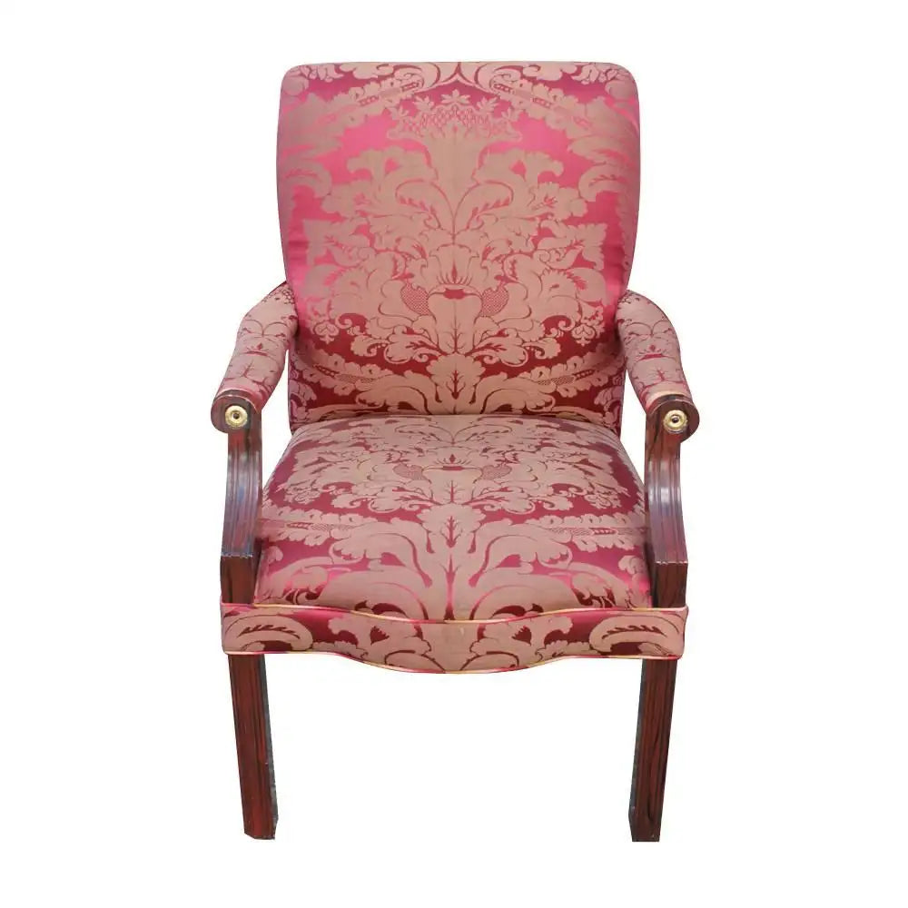 (2) Antique Throne Ralph Lauren Silk Dining Arm Chairs (MR10172)