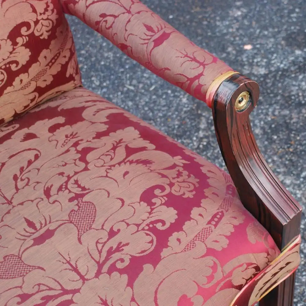 (2) Antique Throne Ralph Lauren Silk Dining Arm Chairs (MR10172)