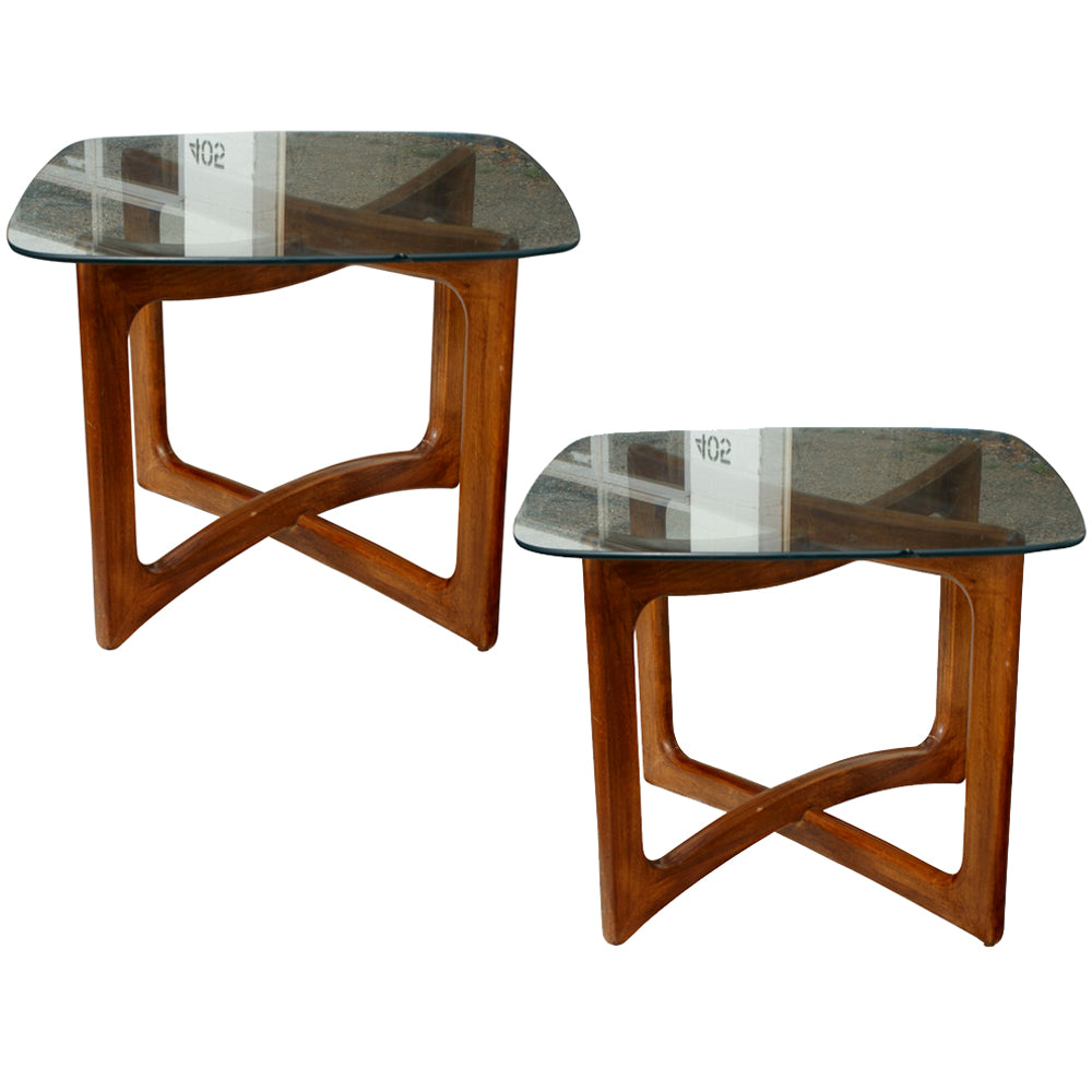 Mid-century modern end tables by Adrian Pearsall with vintage design