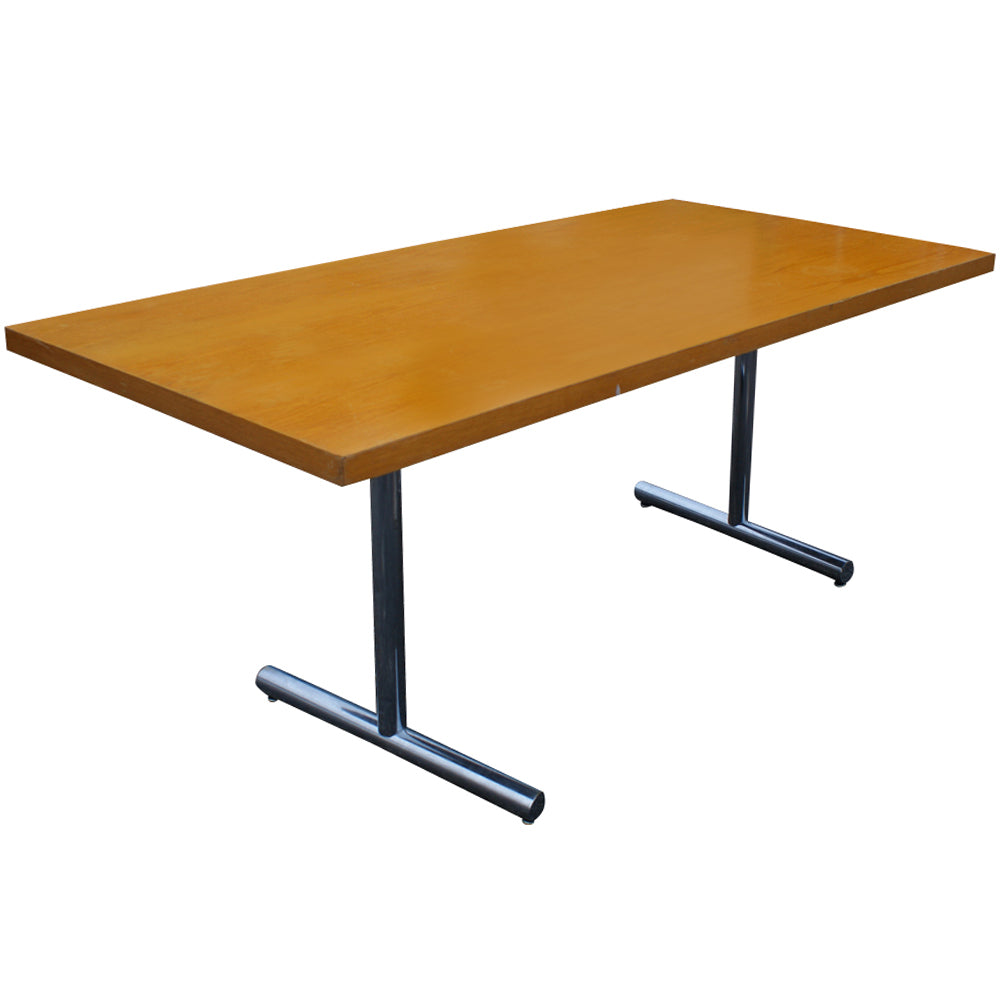 78 inch vintage Hans Eichenberger Omega oak desk table with mid-century design