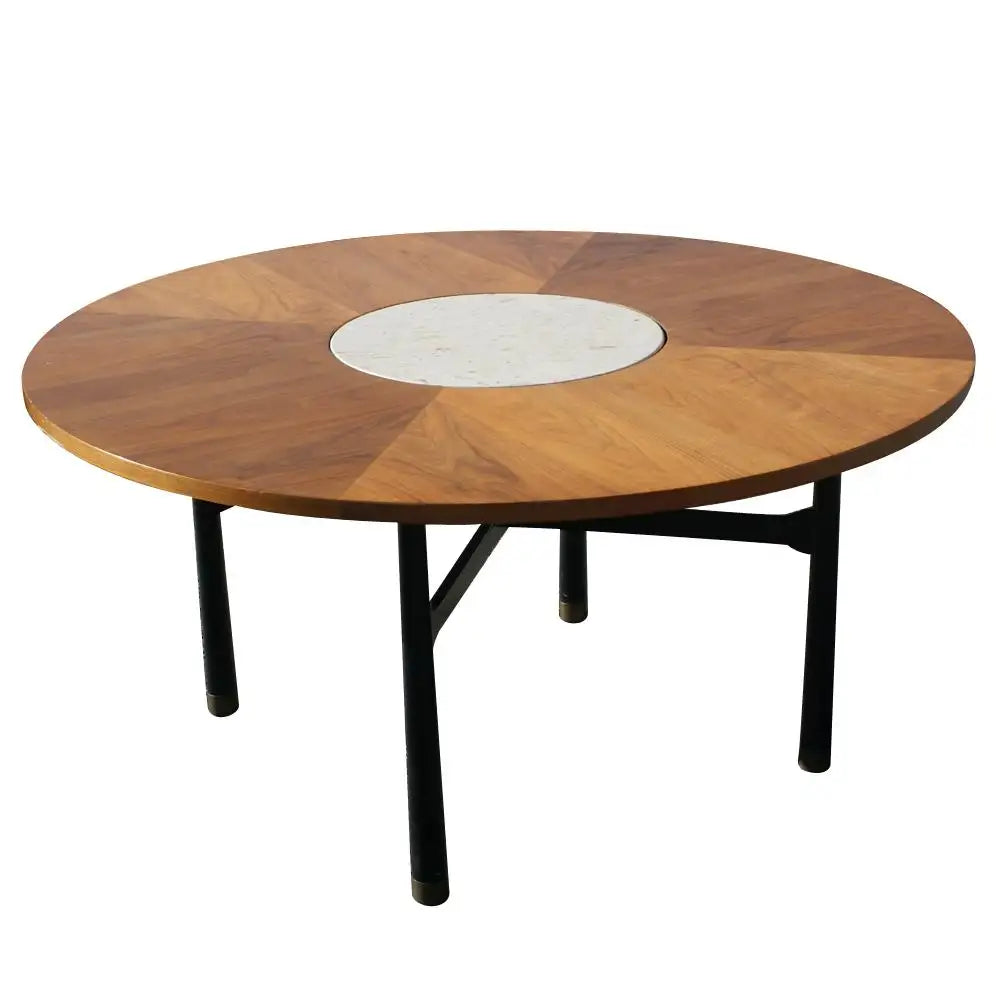 Vintage round coffee table with marble top