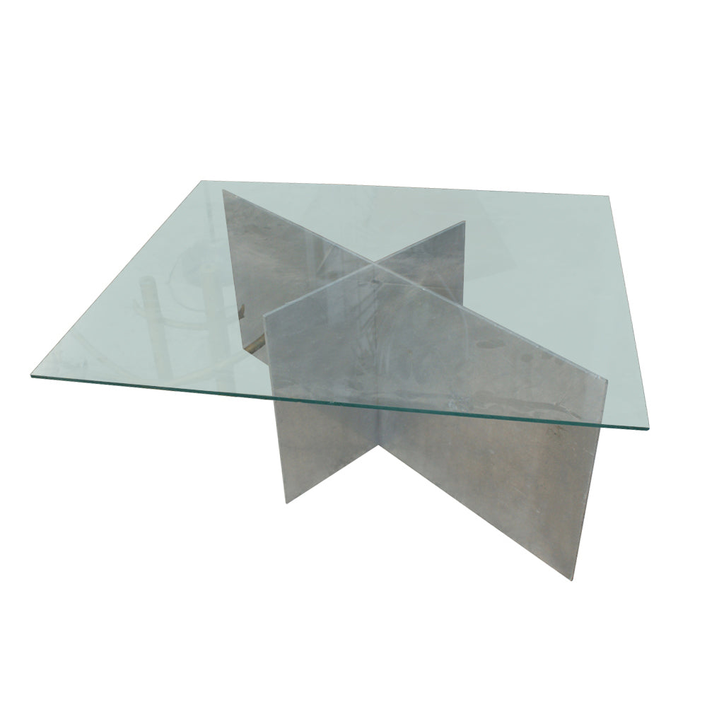 Modern stainless steel coffee table by Paul Mayen with X-shape design
