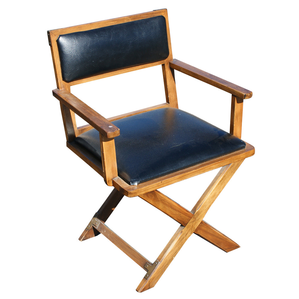 Vintage Campaign Wood Brass Arm Chair