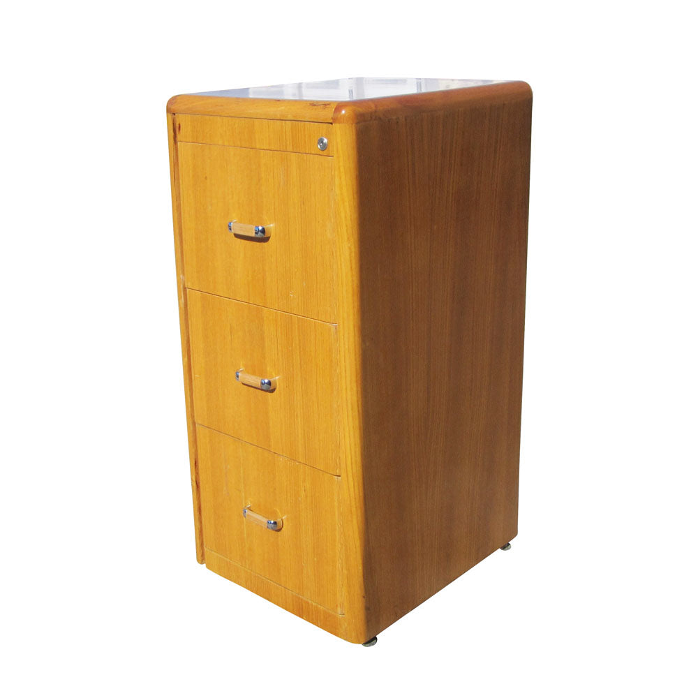 Vintage 43″ wood file cabinet with retro design and solid wood construction – Metro Retro Furniture