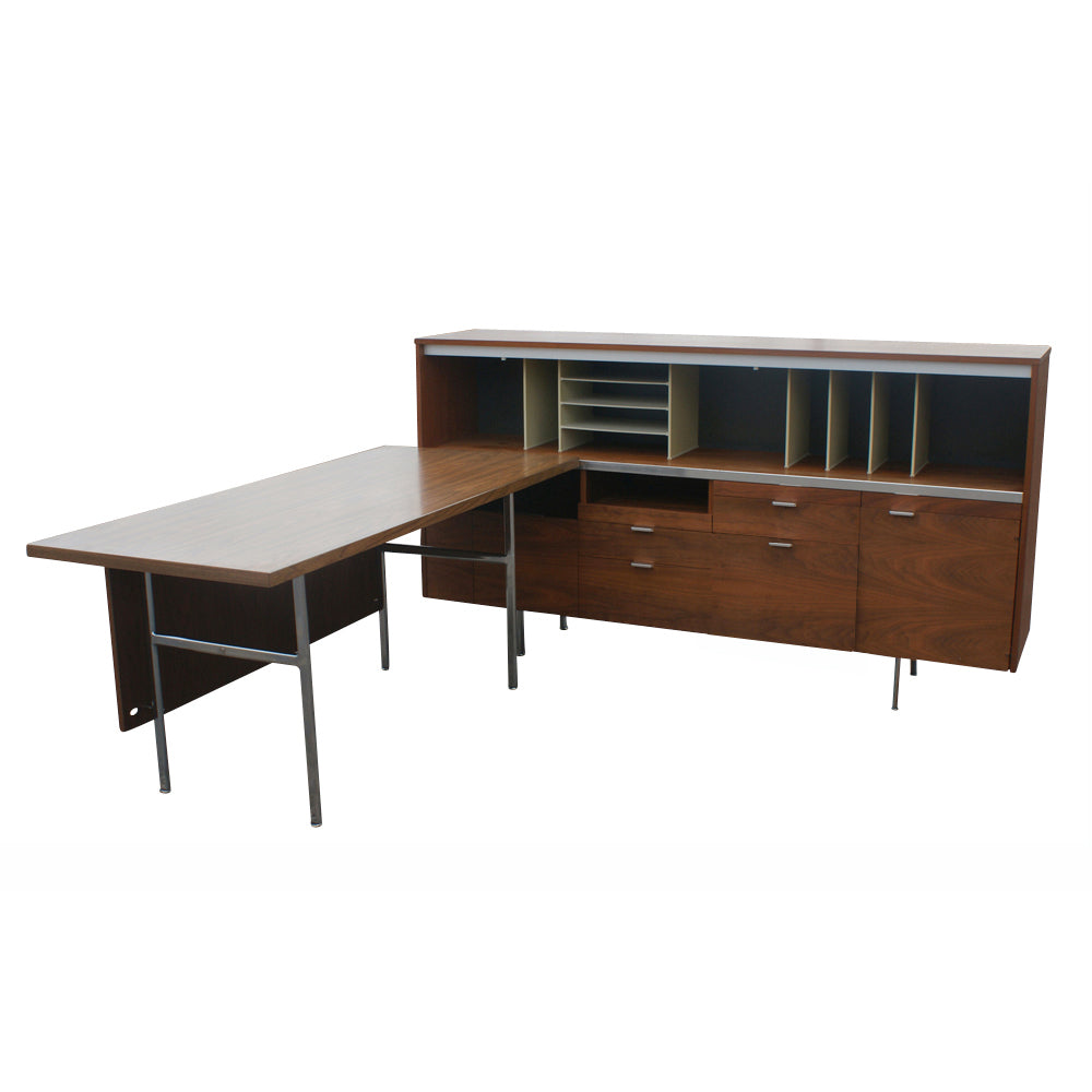 Mid century modern walnut credenza and desk by Nelson.