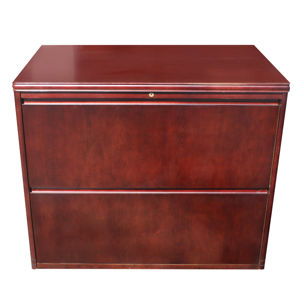 3ft vintage mid-century modern mahogany filing cabinet – retro wood storage from Metro Retro Furniture